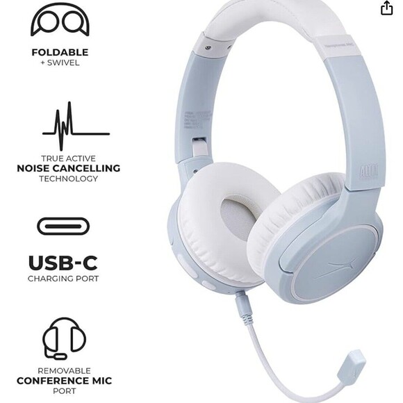 MZX5400-ICY Altec Lansing NanoPhones ANC Headphones (Icy Blue) -NEW (SEE PHOTOS) - Picture 1 of 6